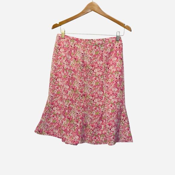 JBXR Vintage size 6 skirt pink floral print back zip flared pleated on bottom - Picture 1 of 7